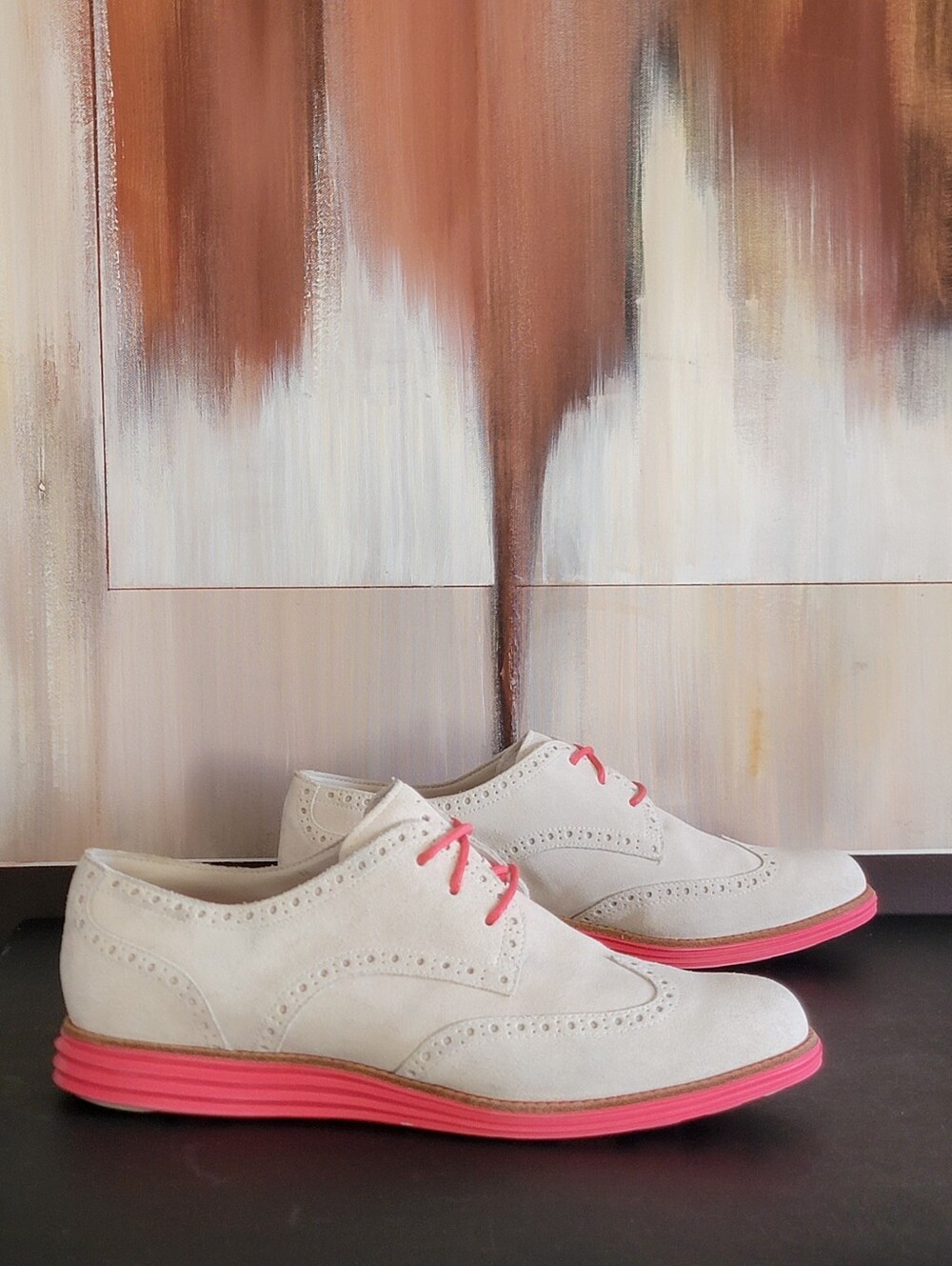 Cole Haan Womens Lunargrand Wing Tip Oxford Suede Pink Size 10.5 B
